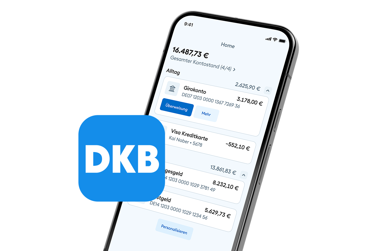 Illustration eines Smartphones mit der DKB App