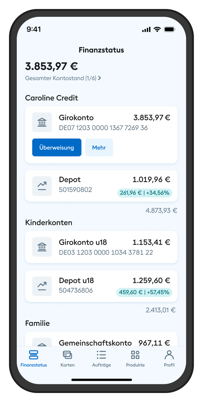 Illustration eines Smartphone mit dem Finanzstatus des Jugendkontos in der DKB-App