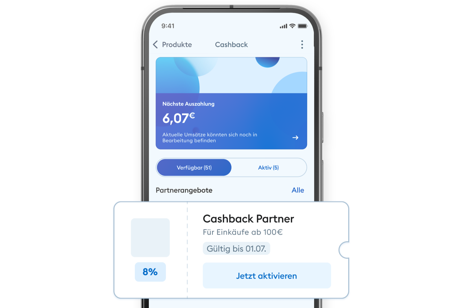 Illustration des Cashbacks in der DKB App